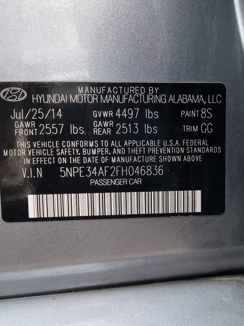 2015 HYUNDAI SONATA — 183653 Miles — Lot 40176077 — Ind. 12 - Marhaba Auctions Used Cars - Image 10