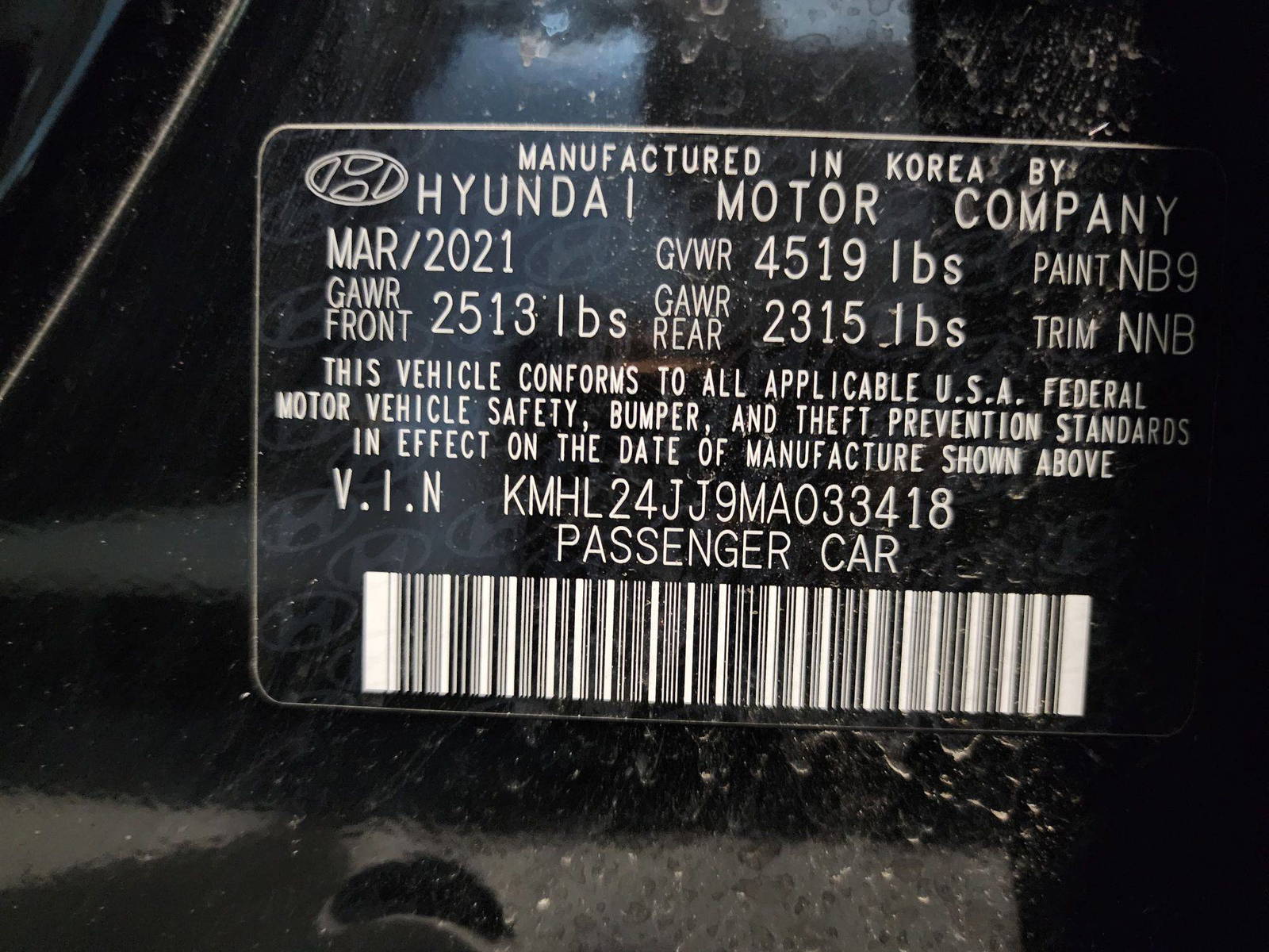 2021 HYUNDAI SONATA — 34081 Miles — Lot 39594544 — Al Quoz - Marhaba Auctions Used Cars - Image 11