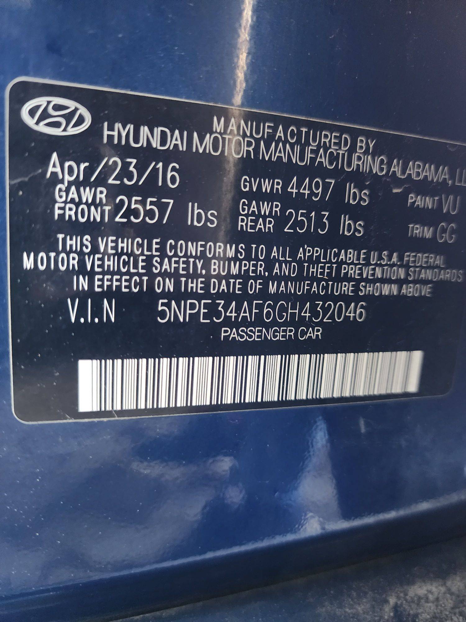 2016 HYUNDAI SONATA — 168041 Miles — Lot 37506479 - Marhaba Auctions Used Cars - Image 3