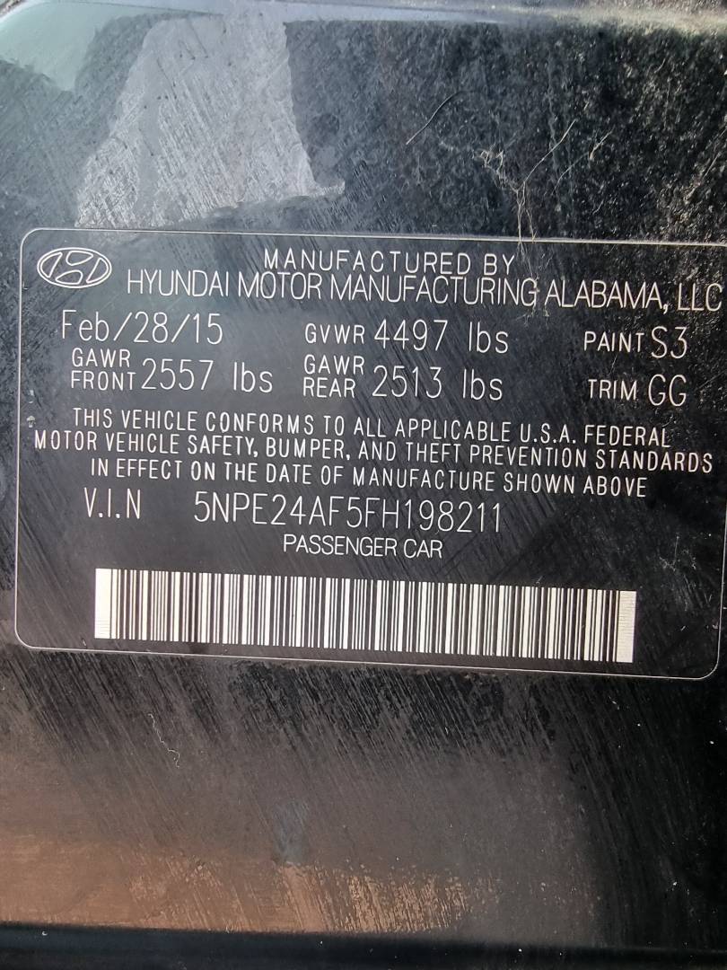 2015 HYUNDAI SONATA — 197566 Miles — Lot 125487 — Main - Marhaba Auctions Used Cars - Image 9