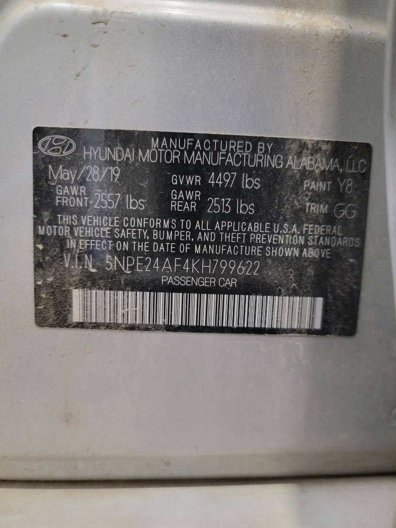 2019 HYUNDAI SONATA — 42404 Miles — Lot KH799622 - Marhaba Auctions Used Cars - Image 9