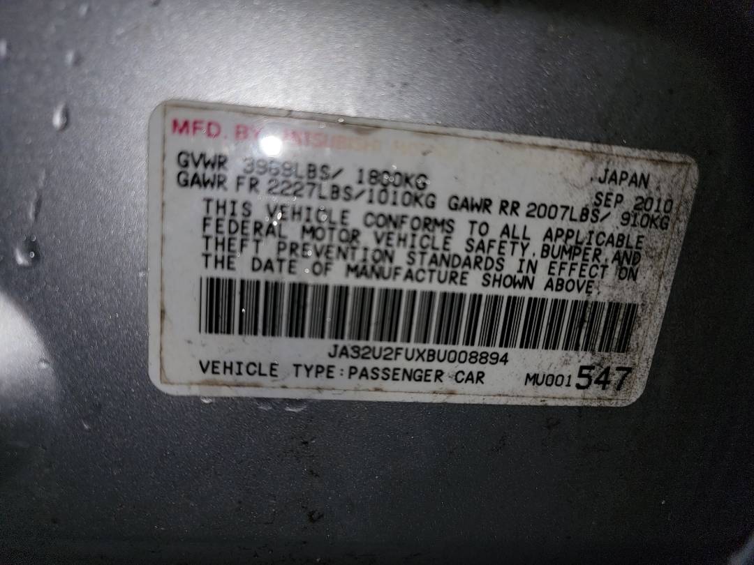 2011 MITSUBISHI LANCER — 106863 Miles — Lot 38329517 - Marhaba Auctions Used Cars - Image 8