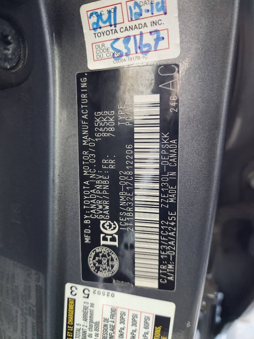 2007 TOYOTA COROLLA — 231898 KM — Lot 12206 — Main - Marhaba Auctions Used Cars - Image 4
