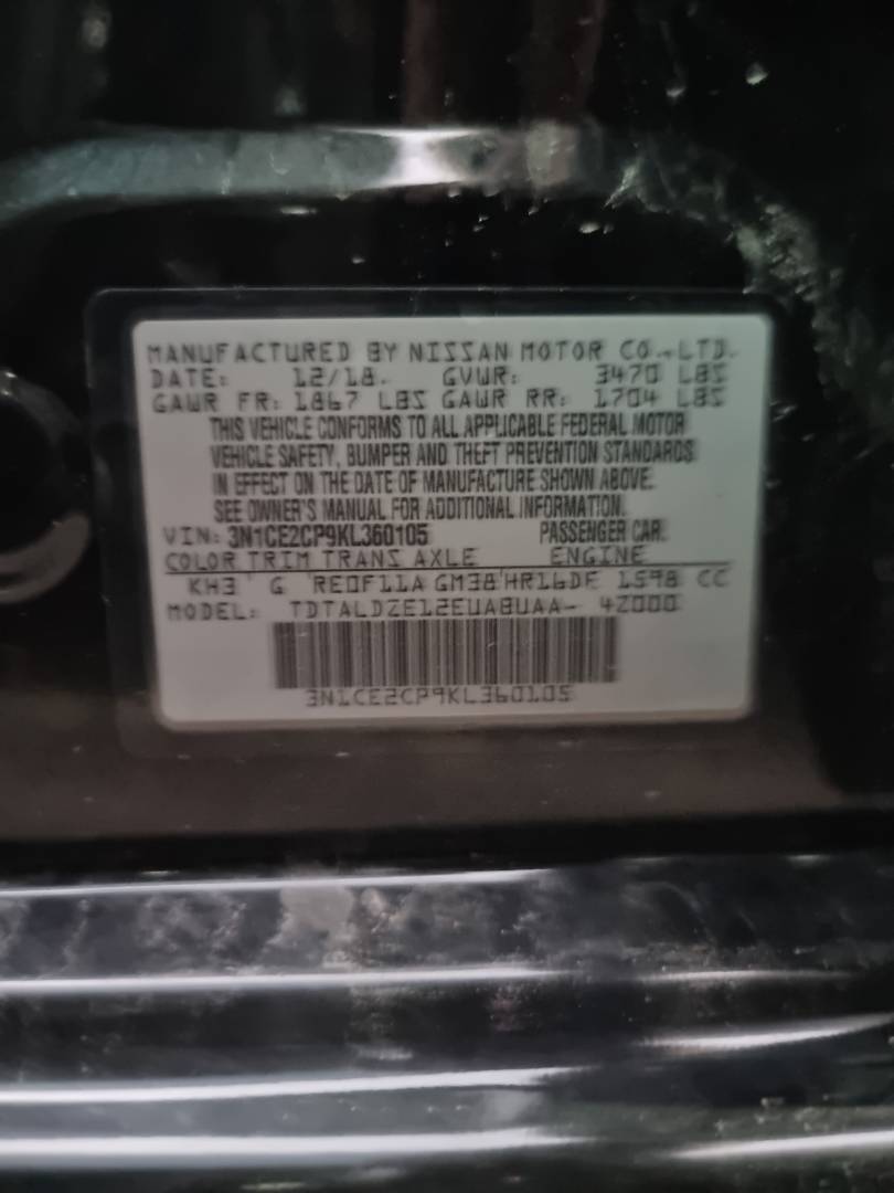 2019 NISSAN VERSA — 107461 Miles — Lot KL360105 — Ind. 12 - Marhaba Auctions Used Cars - Image 8
