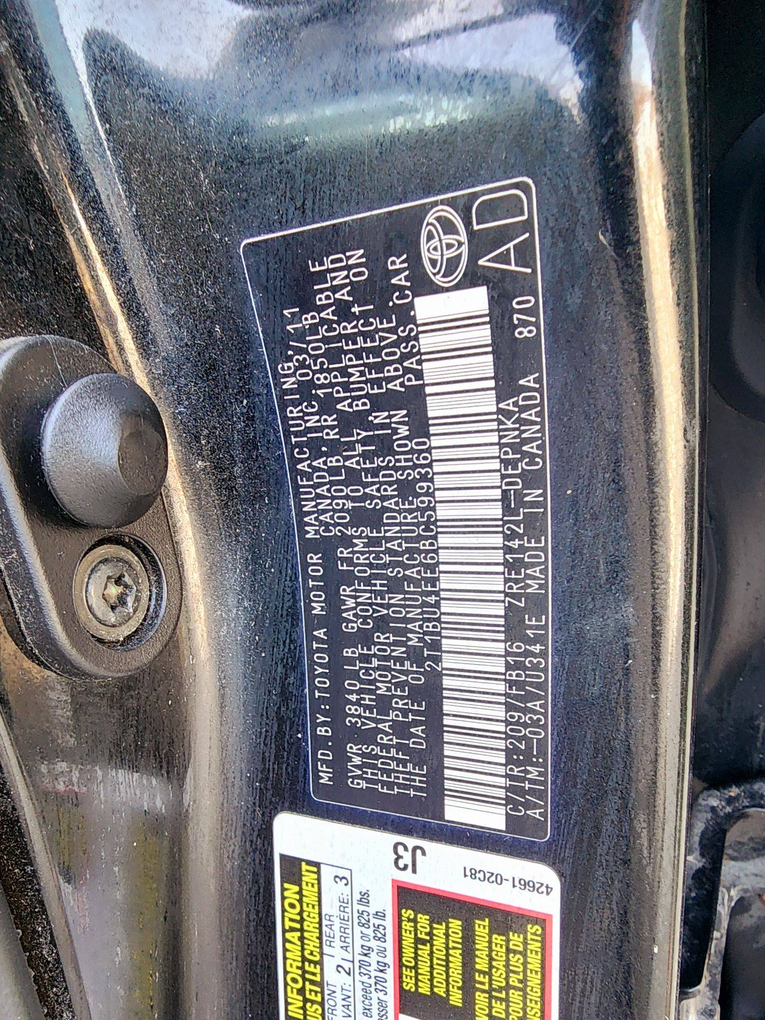2011 TOYOTA COROLLA — 149323 Miles — Lot BC599360 — Ind. 12 - Marhaba Auctions Used Cars - Image 10