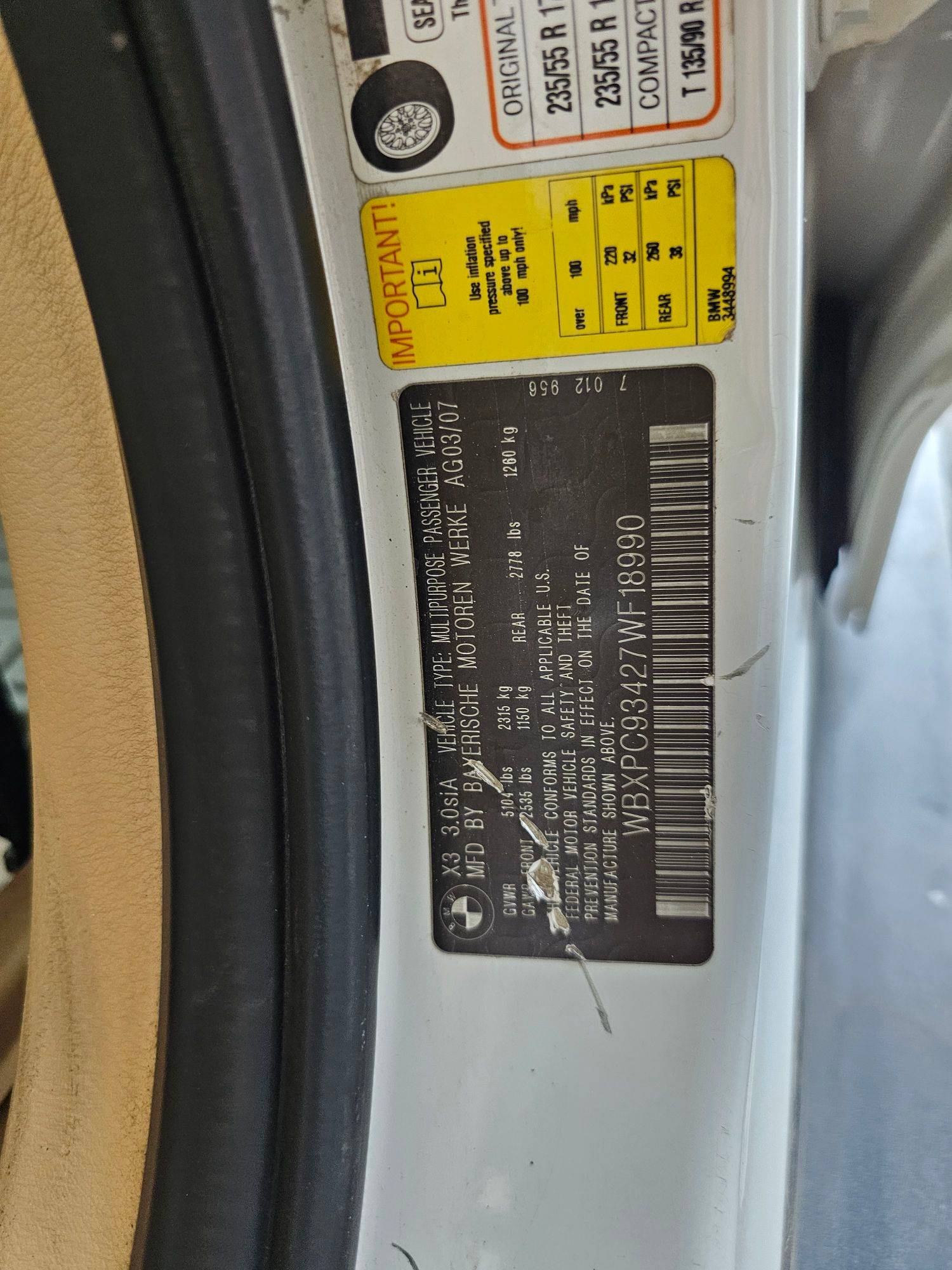 2007 BMW X3 — 169525 Miles — Lot F18990 — Souq - Marhaba Auctions Used Cars - Image 10