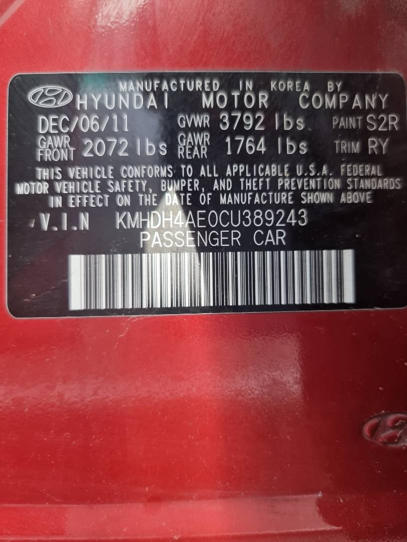 2012 HYUNDAI ELANTRA — 99175 Miles — Lot 215487 — Ind. 12 - Marhaba Auctions Used Cars - Image 10
