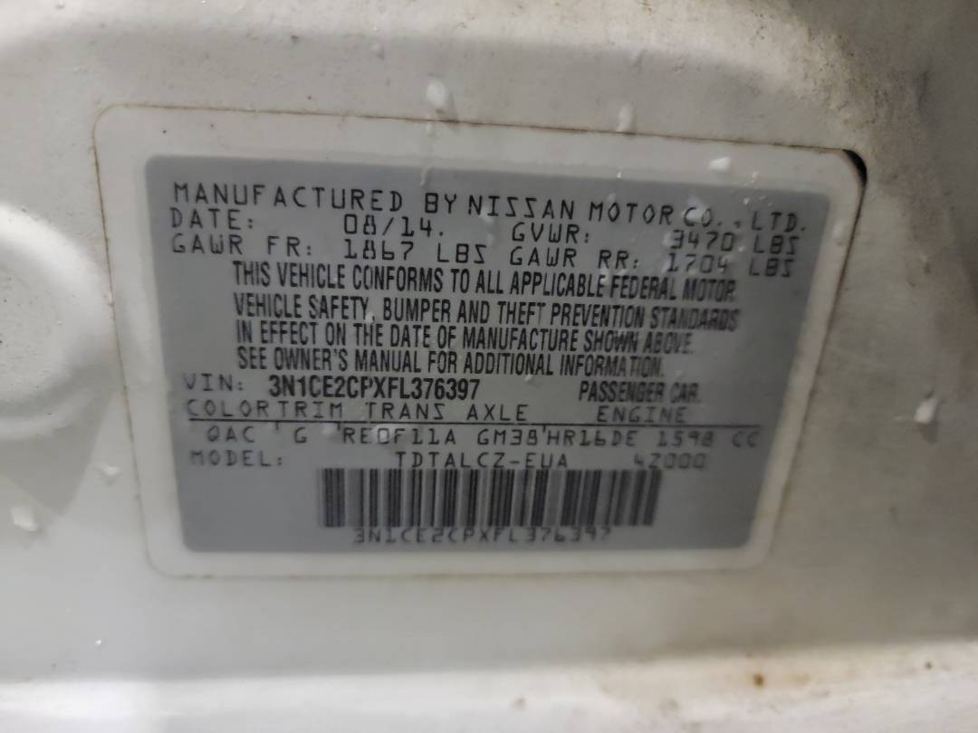 2015 NISSAN VERSA NOTE — 126495 Miles — Lot 69063353 - Marhaba Auctions Used Cars - Image 9
