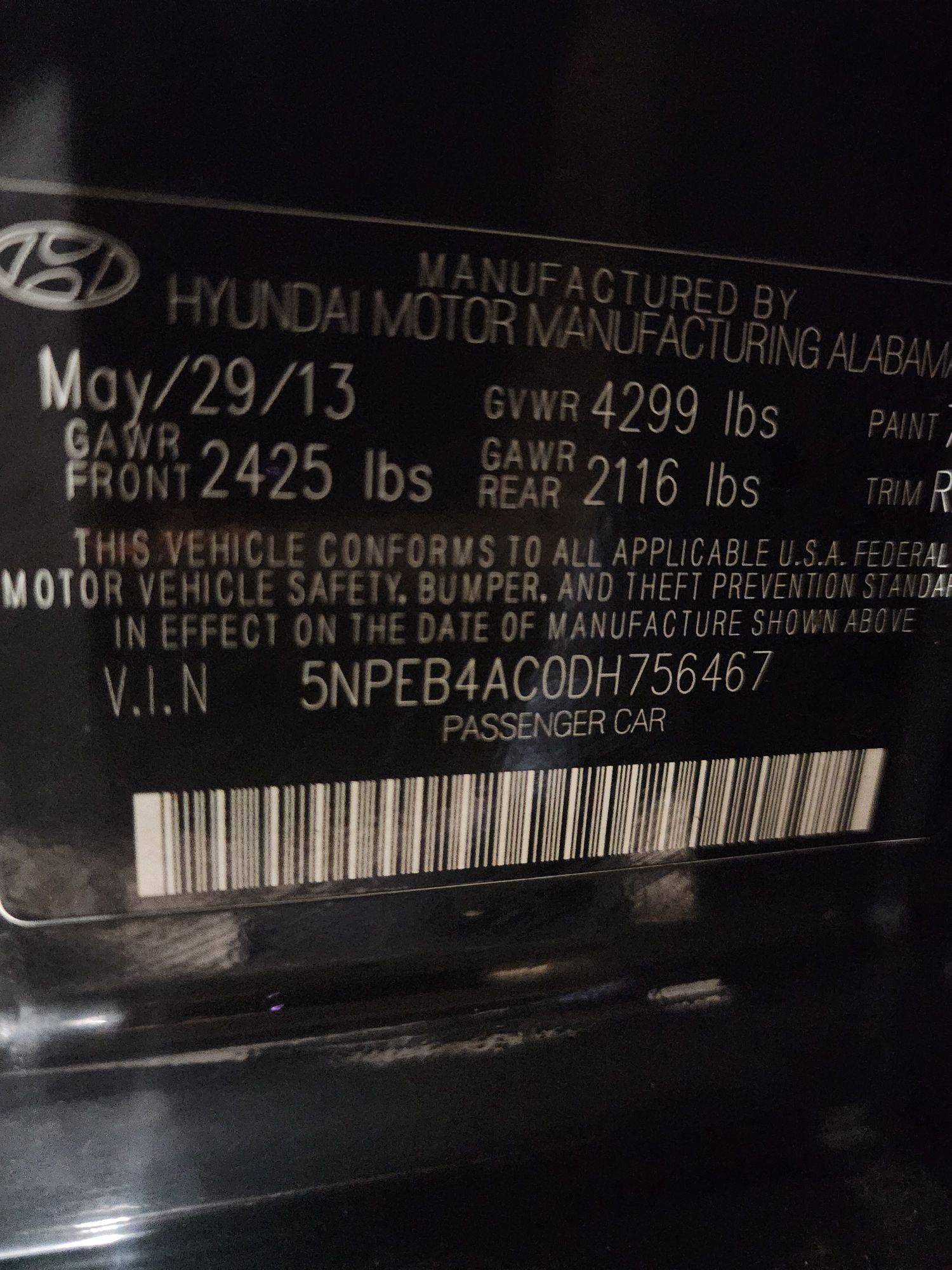 2013 HYUNDAI SONATA — 220987 Miles — Lot 73904783 - Marhaba Auctions Used Cars - Image 3