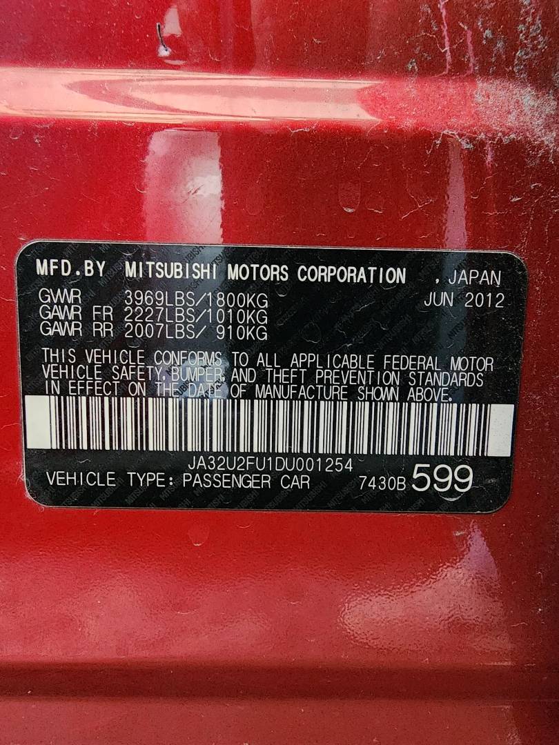 2013 MITSUBISHI LANCER — 127855 Miles — Lot 37389104 - Marhaba Auctions Used Cars - Image 3