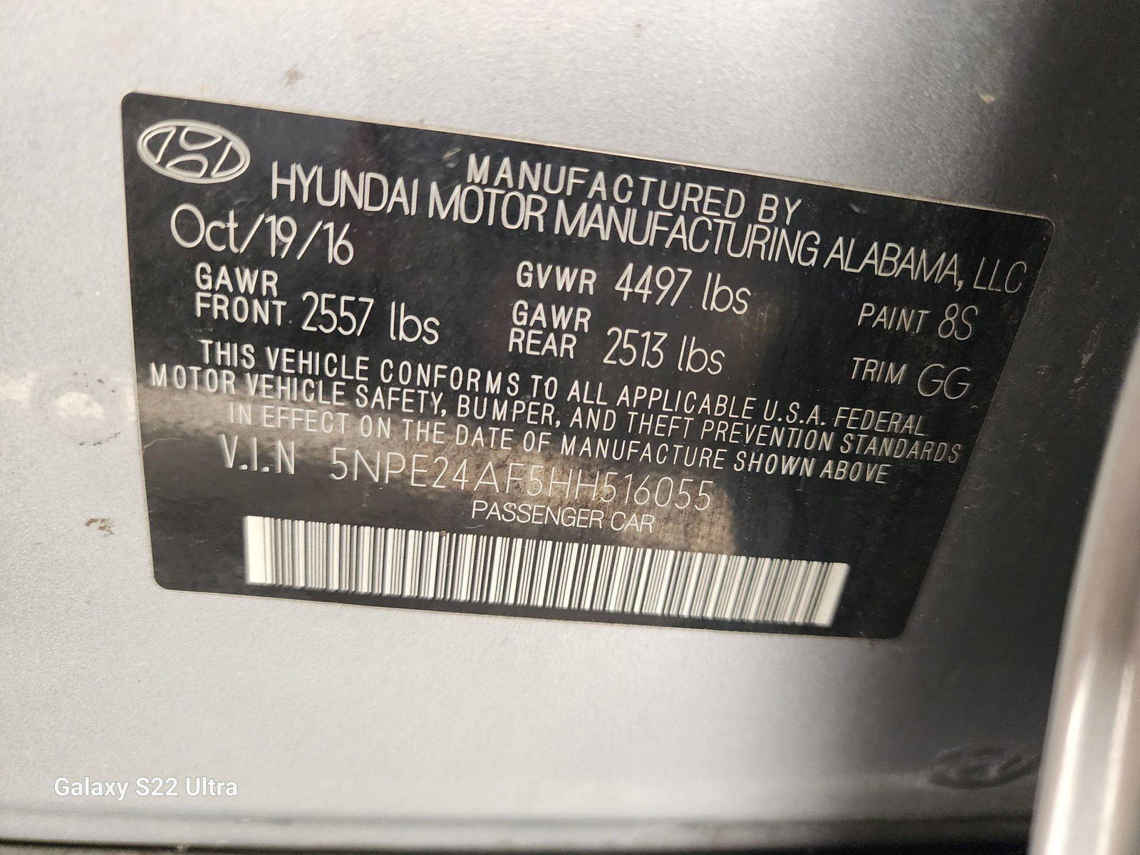 2017 HYUNDAI SONATA — 95866 Miles — Lot H516055 - Marhaba Auctions Used Cars - Image 11