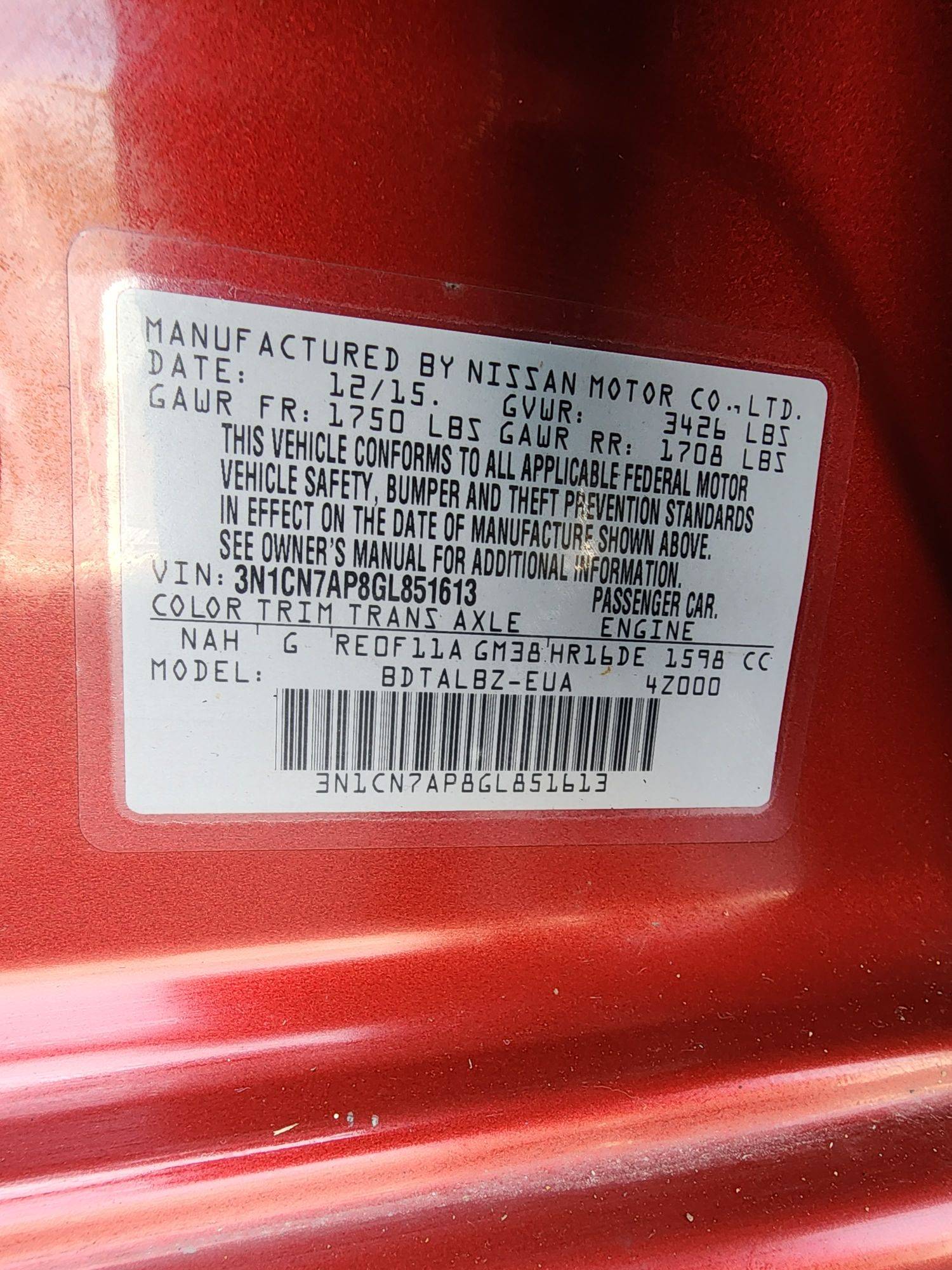 2016 NISSAN VERSA — 427600 Miles — Lot 39567486 — Souq - Marhaba Auctions Used Cars - Image 9