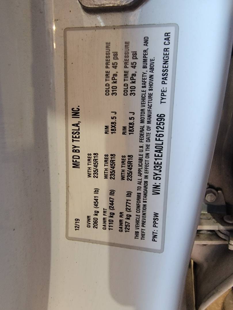2020 TESLA MODEL 3 — 96334 Miles — Lot EA0LF612596 — Main - Marhaba Auctions Used Cars - Image 10