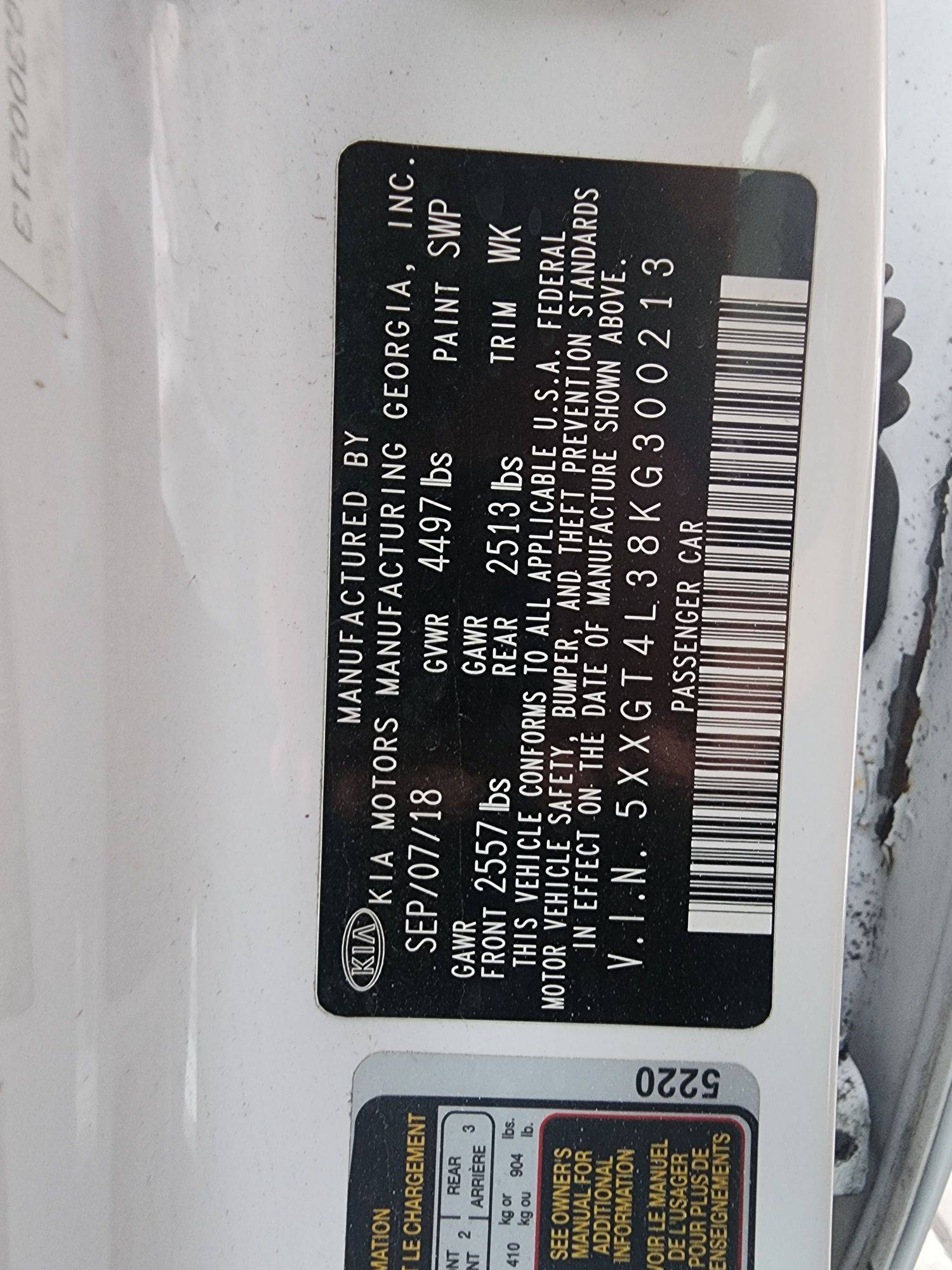 KIA OPTIMA 2019 - Marhaba Auction Used Cars - Image 9