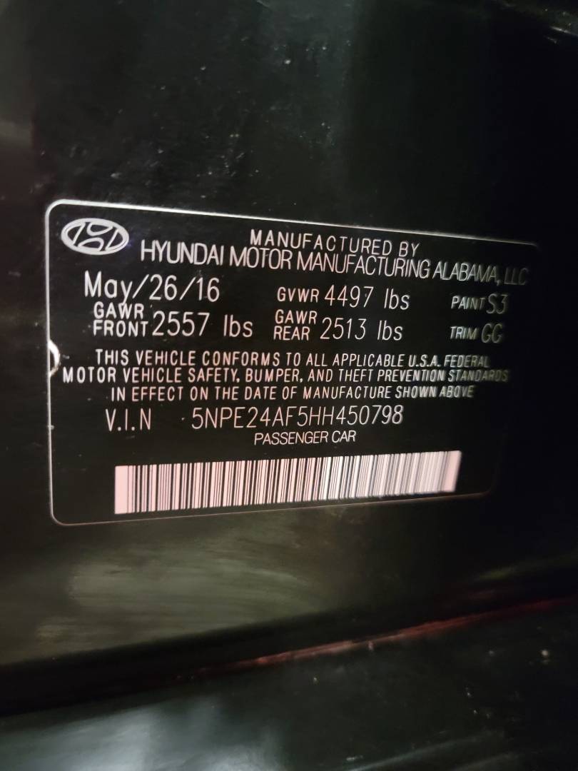 2017 HYUNDAI SONATA — 110366 Miles — Lot H450798 — Main - Marhaba Auctions Used Cars - Image 11