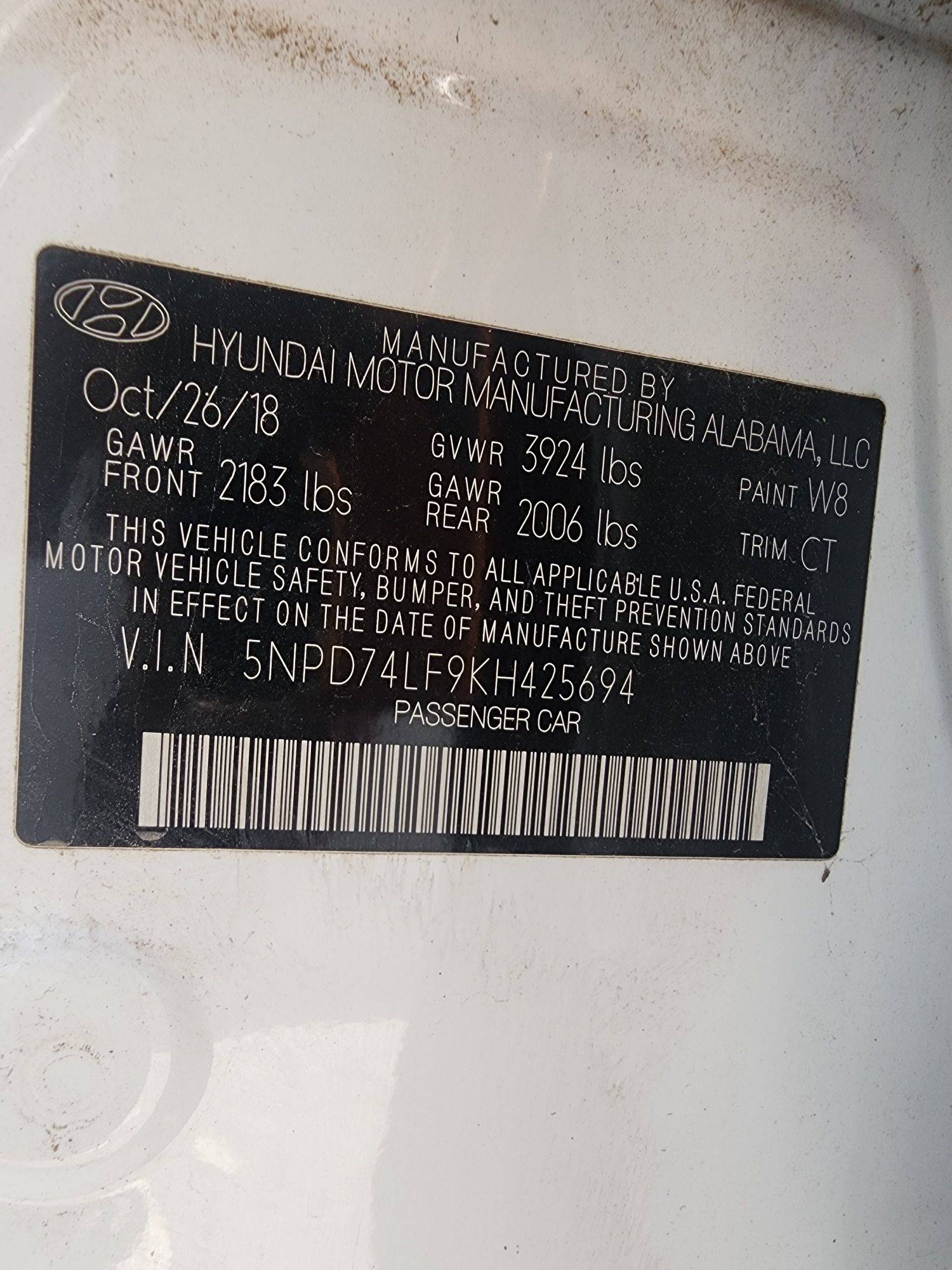 2019 HYUNDAI ELANTRA — 131803 Miles — Lot 425694 — Main - Marhaba Auctions Used Cars - Image 10