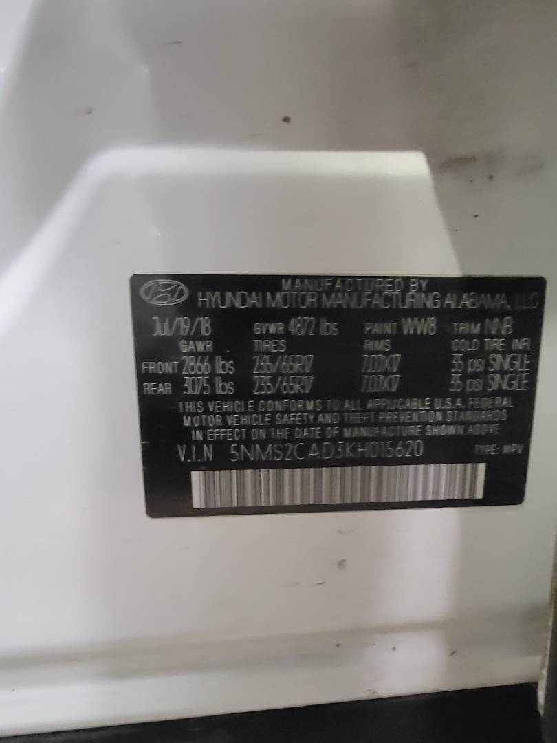 2019 HYUNDAI SANTA FE — 100432 Miles — Lot KH015620 — Main - Marhaba Auctions Used Cars - Image 9