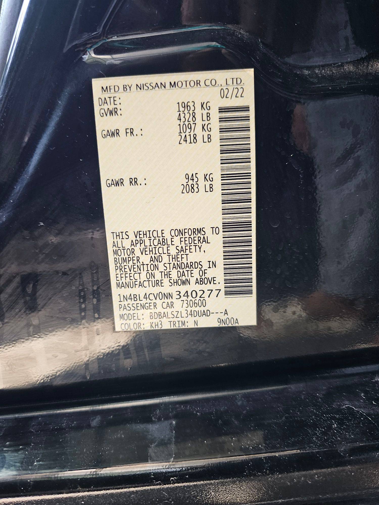 2022 NISSAN ALTIMA — sold — 35118 Miles — Lot 340277 — Souq - Marhaba Auctions Used Cars - Image 8