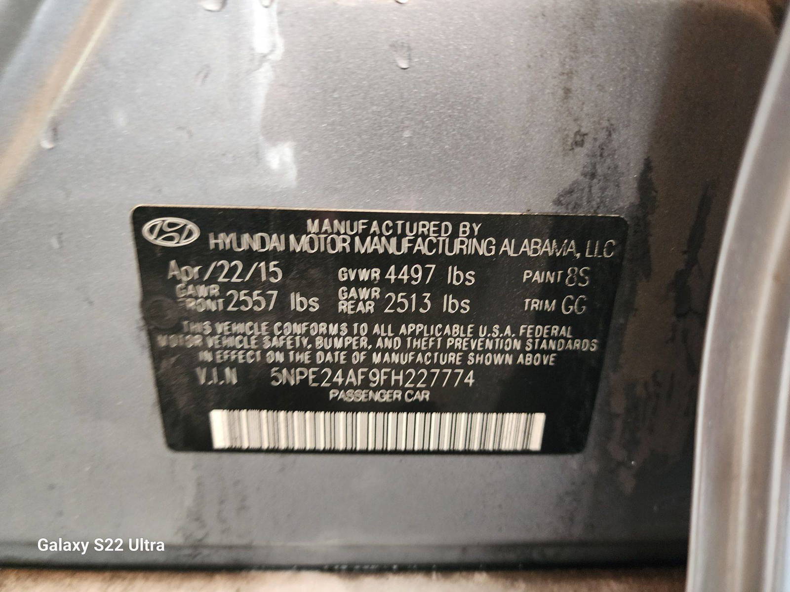 2015 HYUNDAI SONATA — 131574 Miles — Lot 80663223 - Marhaba Auctions Used Cars - Image 9