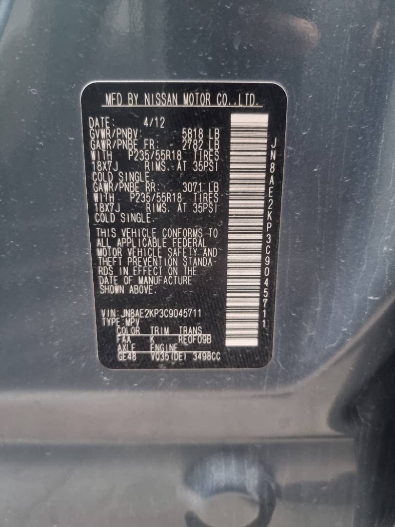 2012 NISSAN QUEST — 144961 Miles — Lot 045711 — Ind. 12 - Marhaba Auctions Used Cars - Image 9