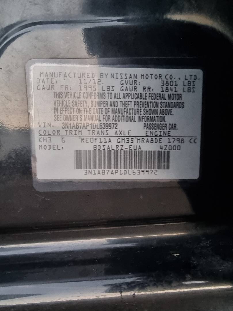 2013 NISSAN SENTRA — 162043 Miles — Lot 215487 — Ind. 12 - Marhaba Auctions Used Cars - Image 9