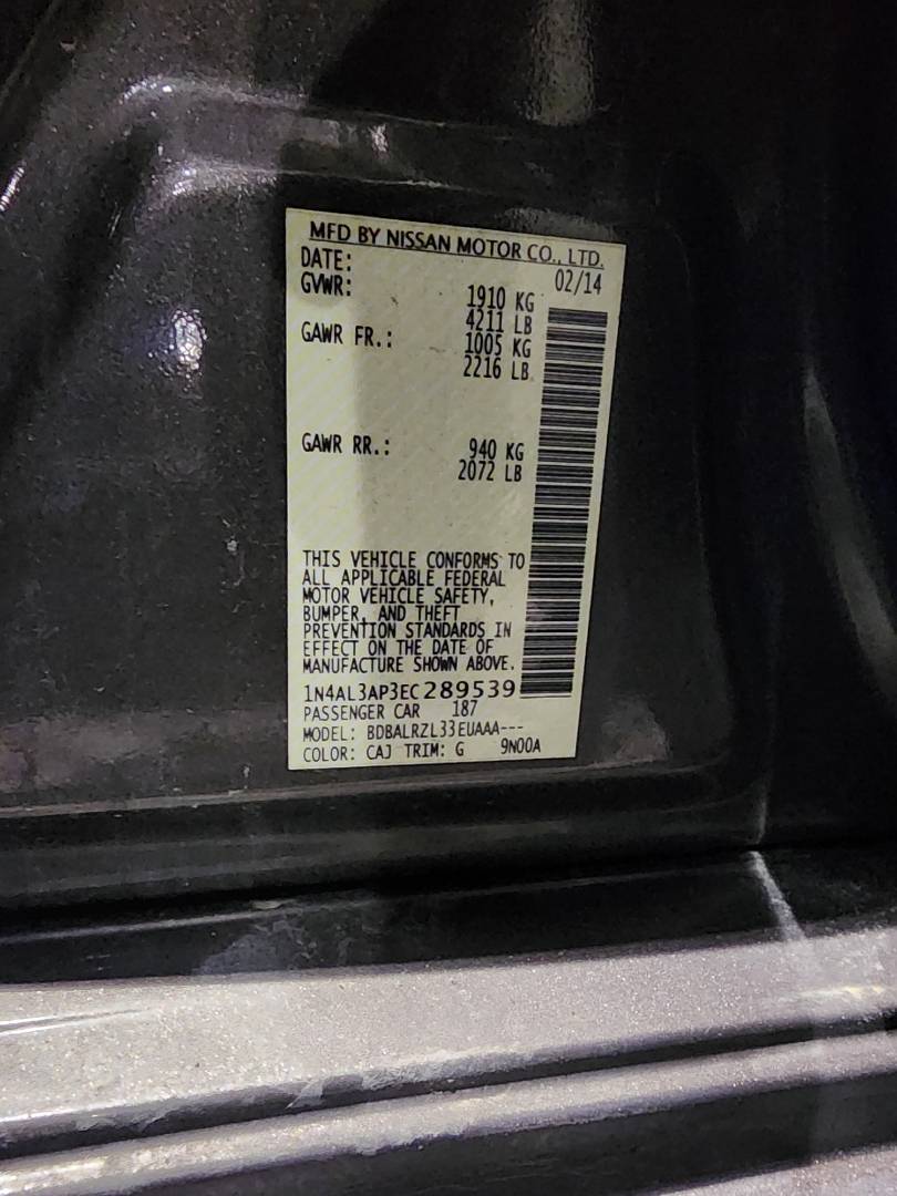 2014 NISSAN ALTIMA — 159726 Miles — Lot 77344063 - Marhaba Auctions Used Cars - Image 3