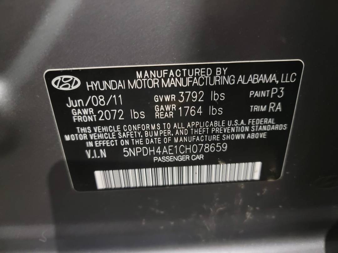 2012 HYUNDAI ELANTRA — 198884 Miles — Lot H078659 - Marhaba Auctions Used Cars - Image 10