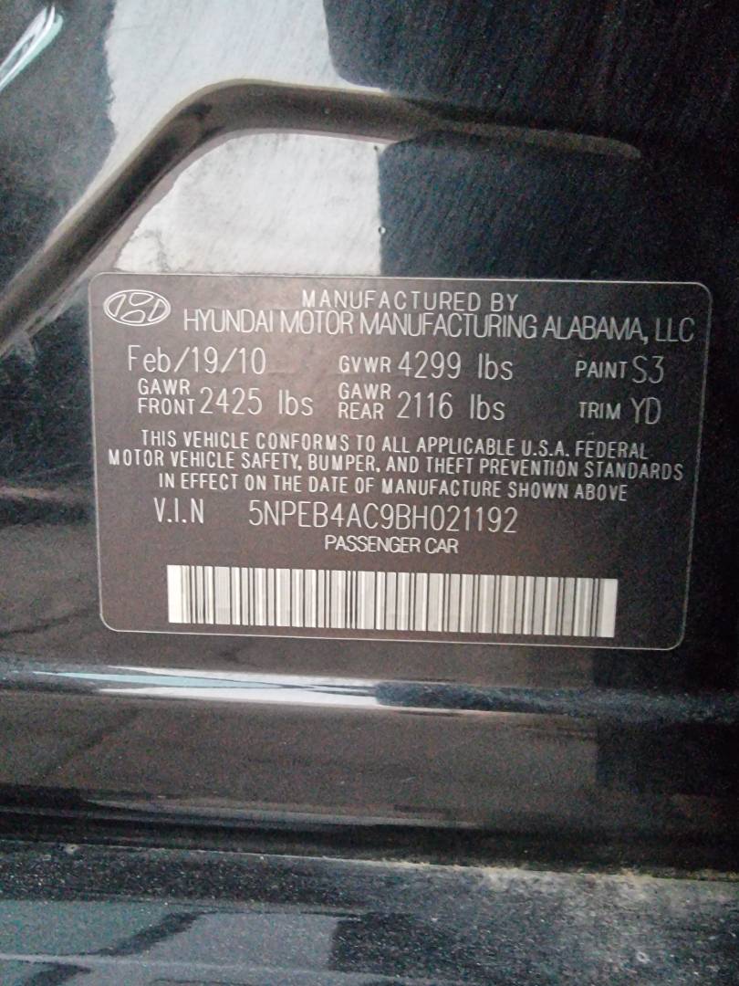 2011 HYUNDAI SONATA — 138224 Miles — Lot 125487 — Ind. 12 - Marhaba Auctions Used Cars - Image 9