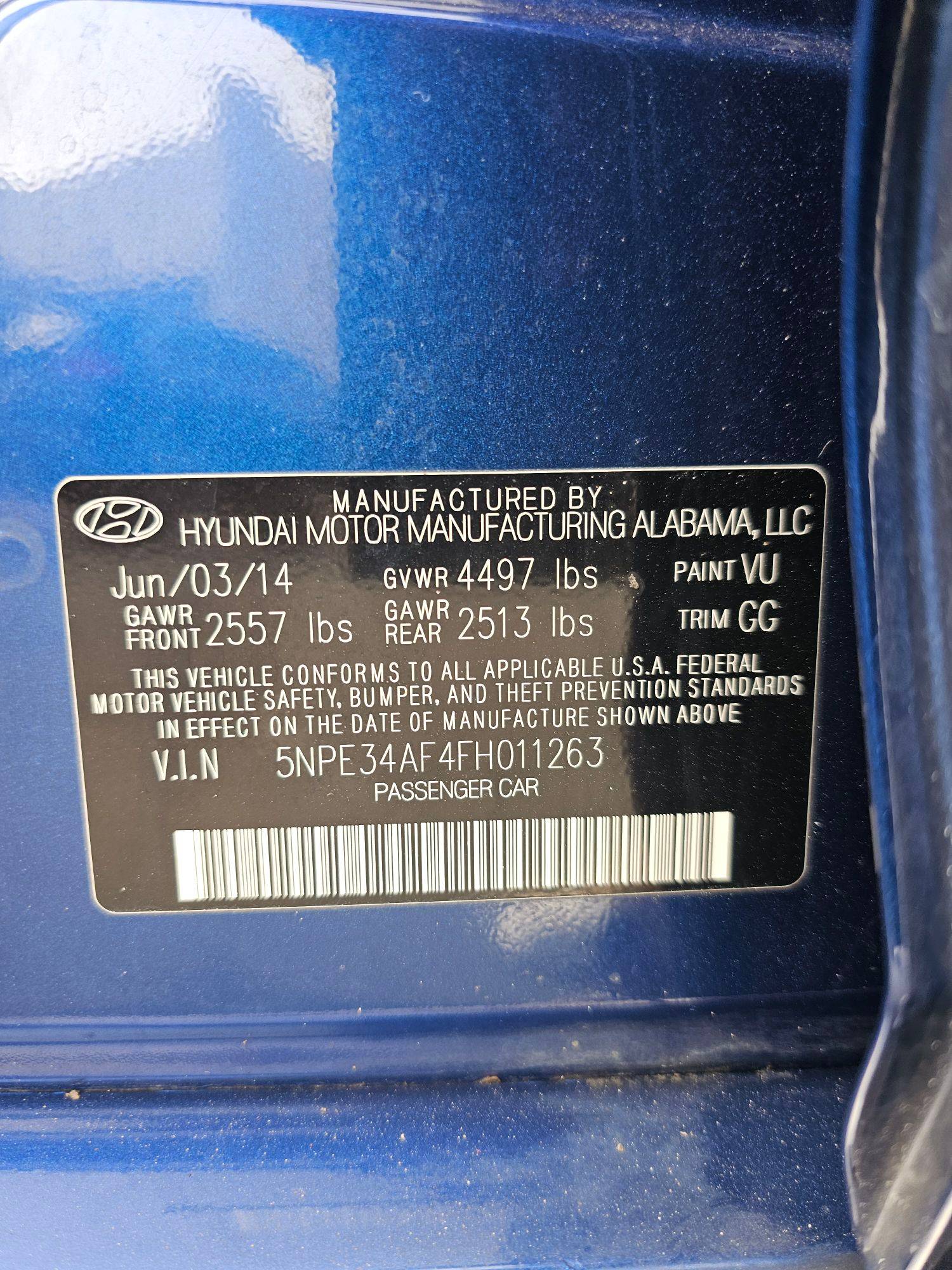 2015 HYUNDAI SONATA — 162016 Miles — Lot FH011263 — Souq - Marhaba Auctions Used Cars - Image 10