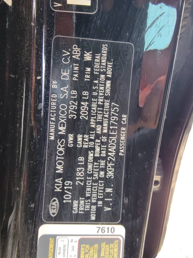 2020 KIA FORTE — 92605 Miles — Lot 79757 - Marhaba Auctions Used Cars - Image 7