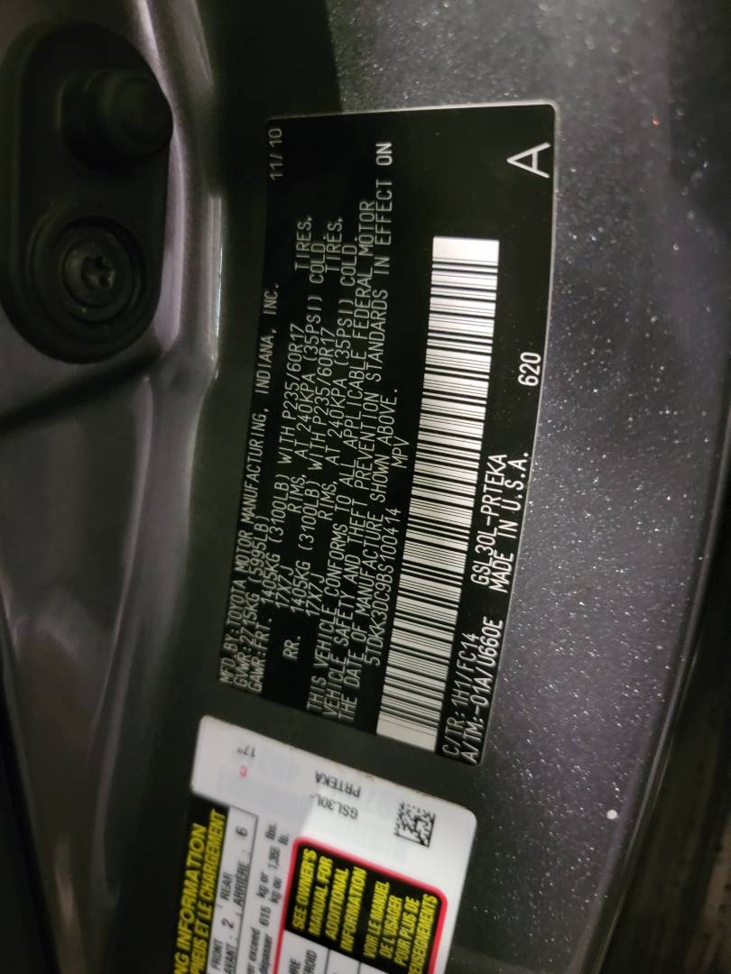 2011 TOYOTA SIENNA — 186634 Miles — Lot BS100414 — Souq - Marhaba Auctions Used Cars - Image 9