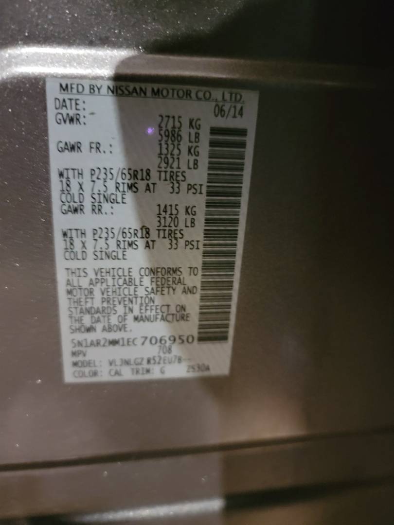 2014 NISSAN PATHFINDER — 184883 Miles — Lot EC706950 — Main - Marhaba Auctions Used Cars - Image 9