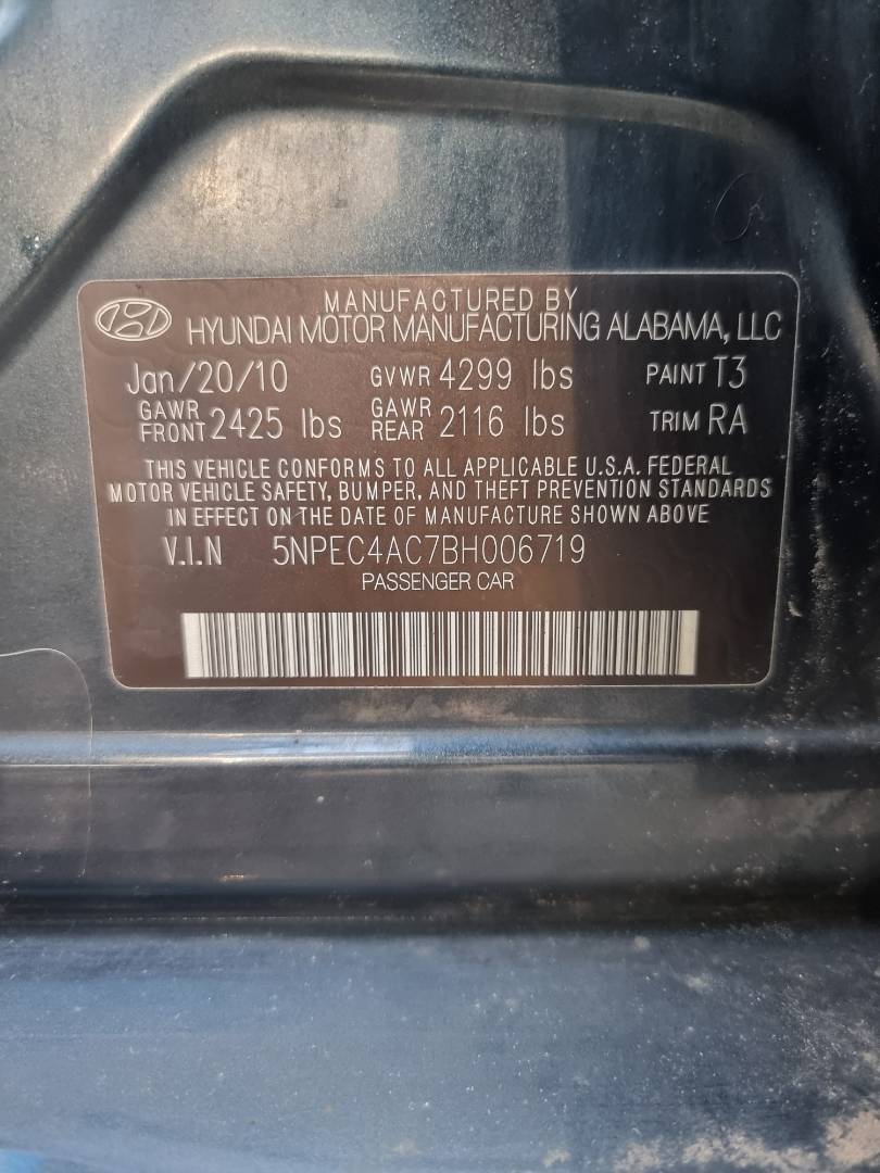 2011 HYUNDAI SONATA — 136705 Miles — Lot 214587 — Main - Marhaba Auctions Used Cars - Image 9
