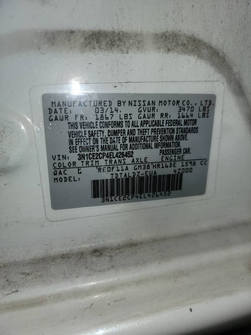2014 NISSAN VERSA NOTE — 89327 Miles — Lot 80586993 - Marhaba Auctions Used Cars - Image 8