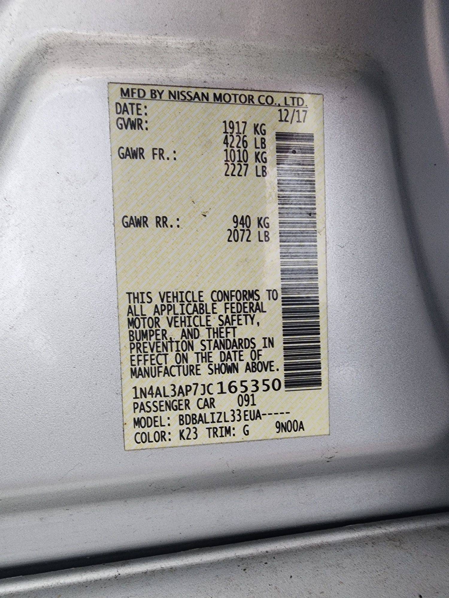 2018 NISSAN ALTIMA — 112110 Miles — Lot 37539939 — Souq - Marhaba Auctions Used Cars - Image 8