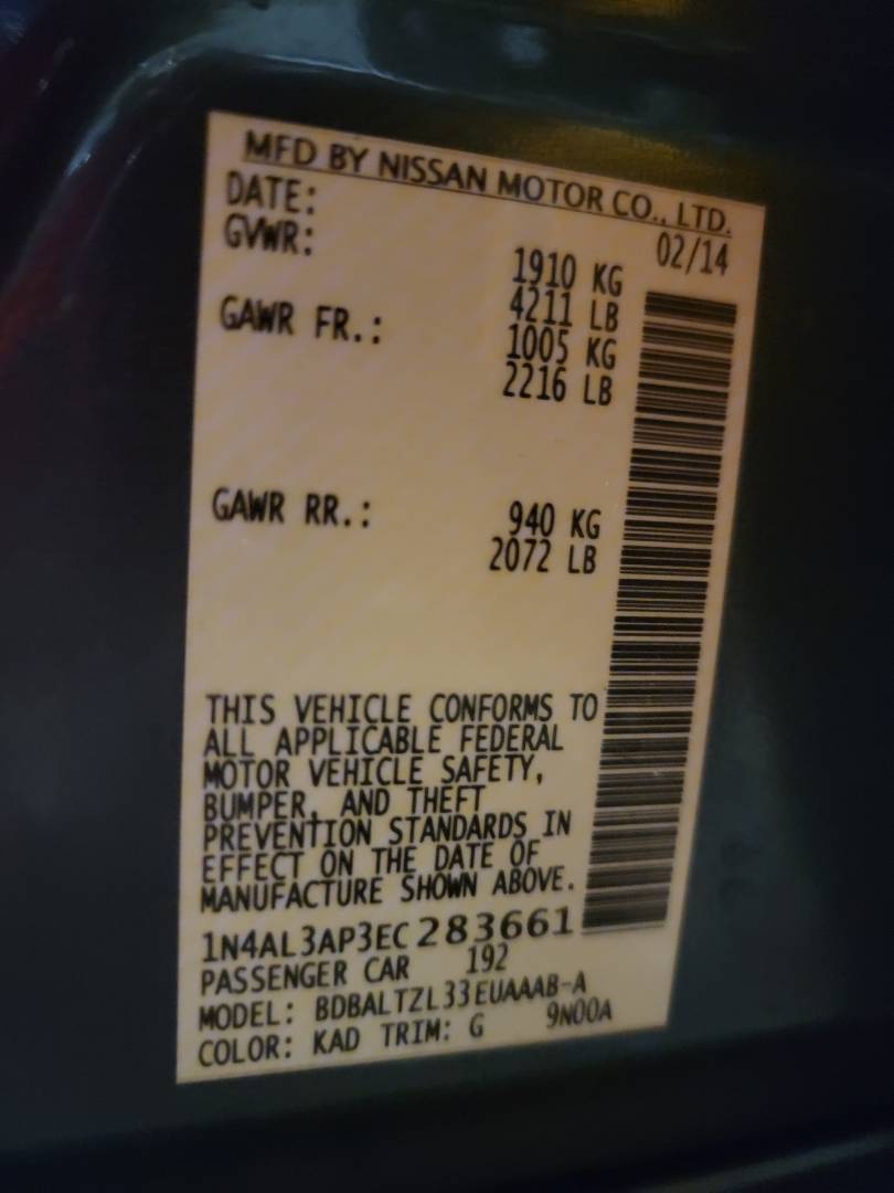 2014 NISSAN ALTIMA — 213851 Miles — Lot 38069925 - Marhaba Auctions Used Cars - Image 12