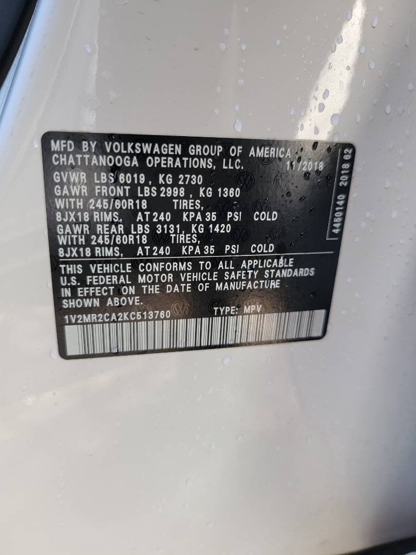 2019 VOLKSWAGEN ATLAS — 60043 Miles — Lot KC513760 - Marhaba Auctions Used Cars - Image 10