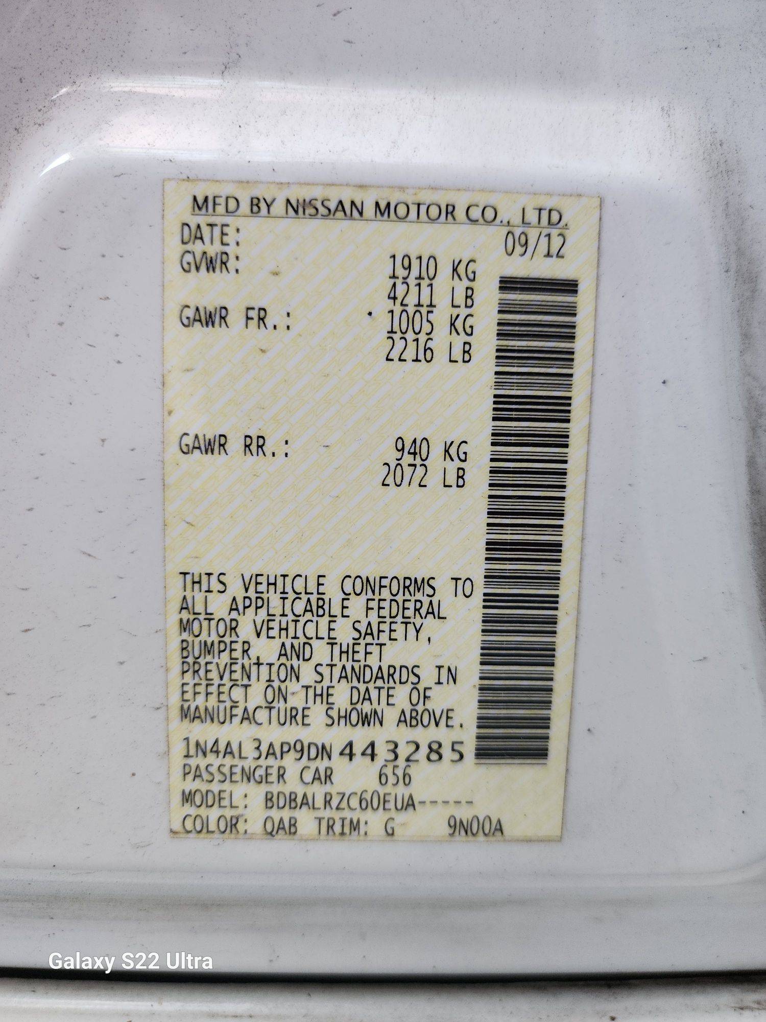 2013 NISSAN ALTIMA — 128928 Miles — Lot 443285 - Marhaba Auctions Used Cars - Image 6