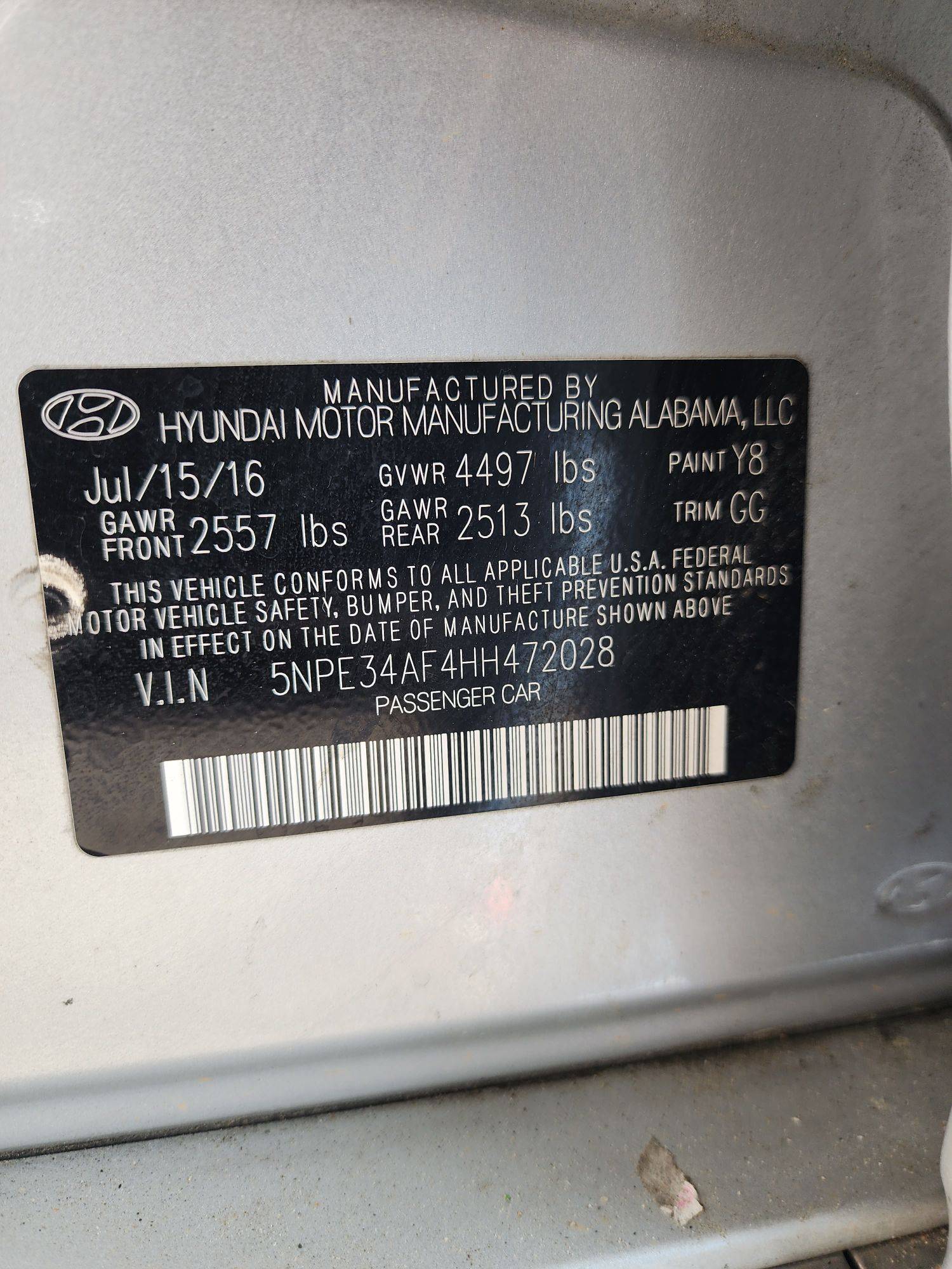 2017 HYUNDAI SONATA — 187 968 Miles — Lot H472028 — Main - Marhaba Auctions Used Cars - Image 10