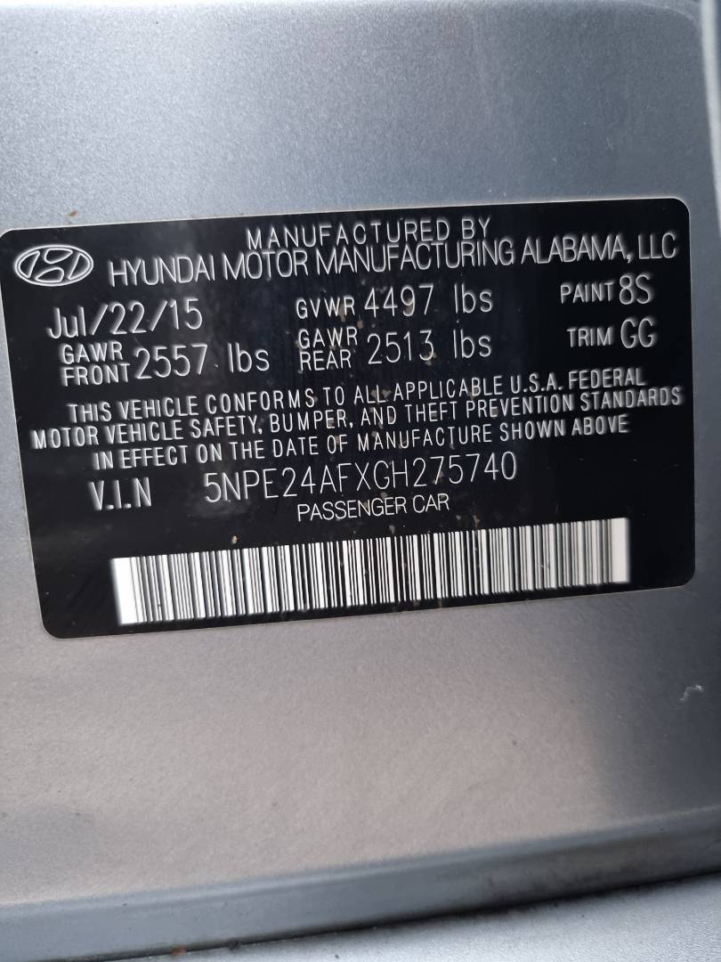 2016 HYUNDAI SONATA — 157905 Miles — Lot 215487 — Ind. 12 - Marhaba Auctions Used Cars - Image 9