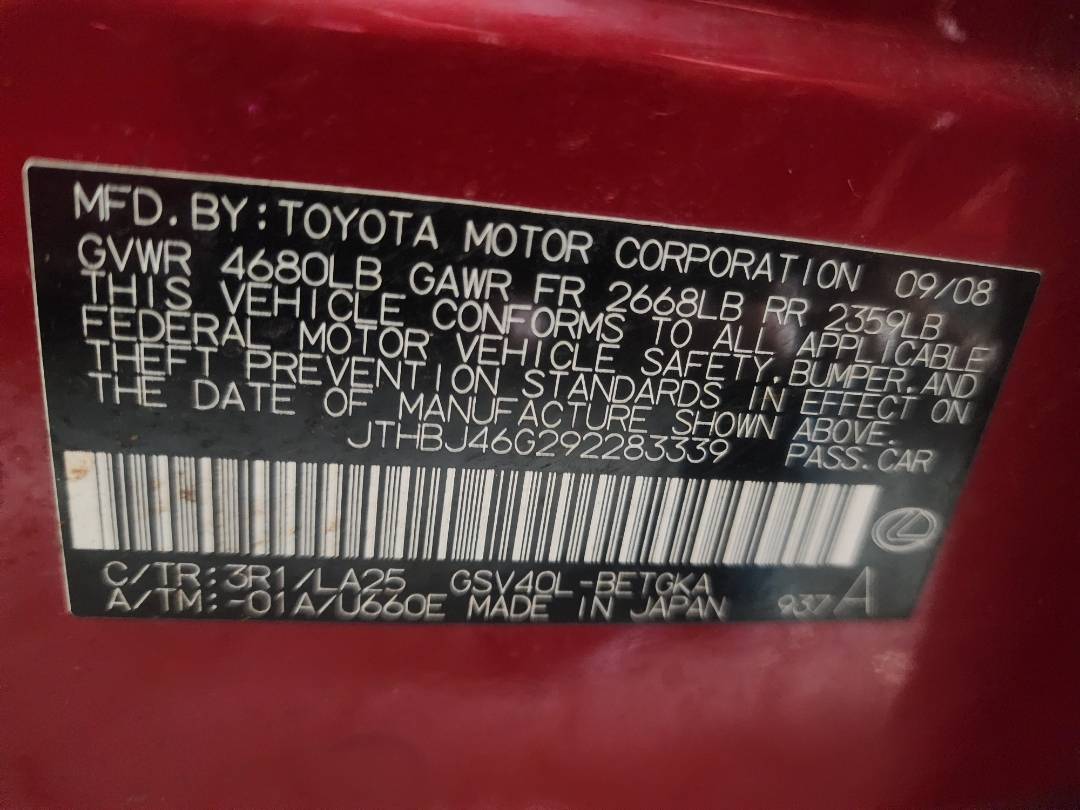 2009 LEXUS ES 350 — 152012 Miles — Lot 38024766 - Marhaba Auctions Used Cars - Image 3