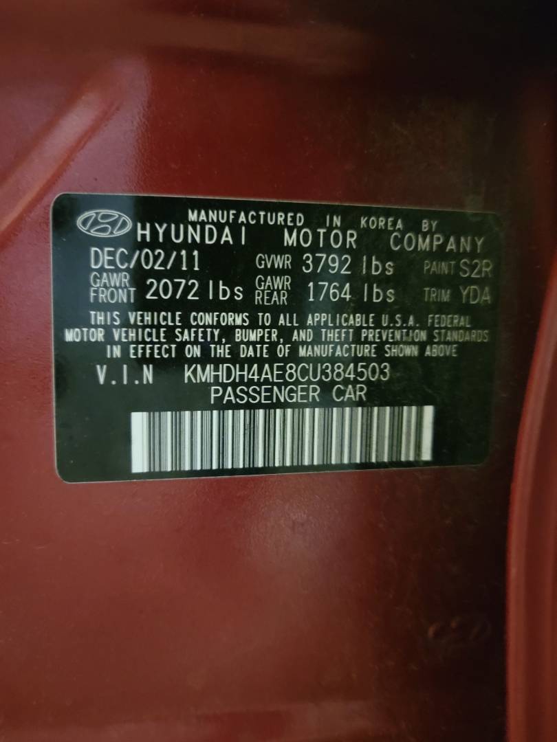 2012 HYUNDAI ELANTRA — 101205 Miles — Lot 39377088 — Main - Marhaba Auctions Used Cars - Image 10