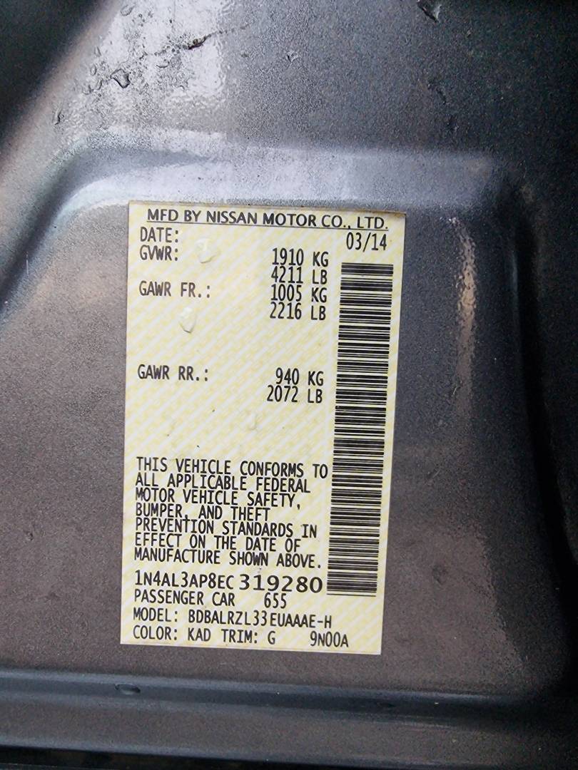 2014 NISSAN ALTIMA — 168445 Miles — Lot 125478 — Main - Marhaba Auctions Used Cars - Image 9