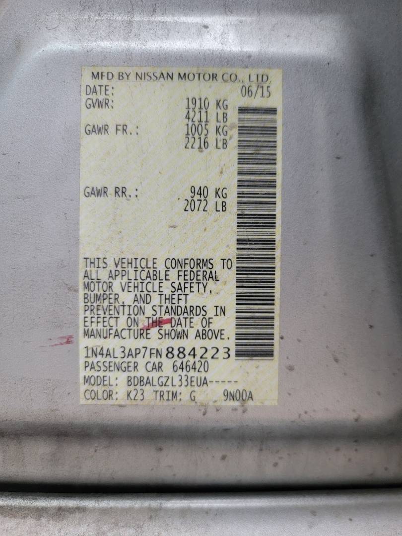 2015 NISSAN ALTIMA — 189874 Miles — Lot 73349893 - Marhaba Auctions Used Cars - Image 8