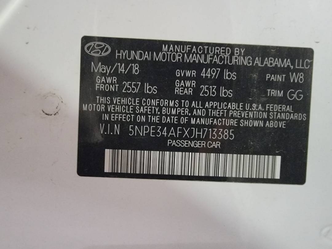 2018 HYUNDAI SONATA — 124444 Miles — Lot H713385 — Main - Marhaba Auctions Used Cars - Image 9