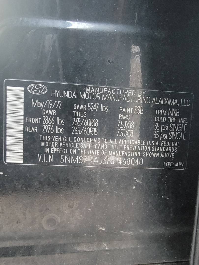 2022 HYUNDAI SANTA FE — 89431 Miles — Lot 468040 — Main - Marhaba Auctions Used Cars - Image 10