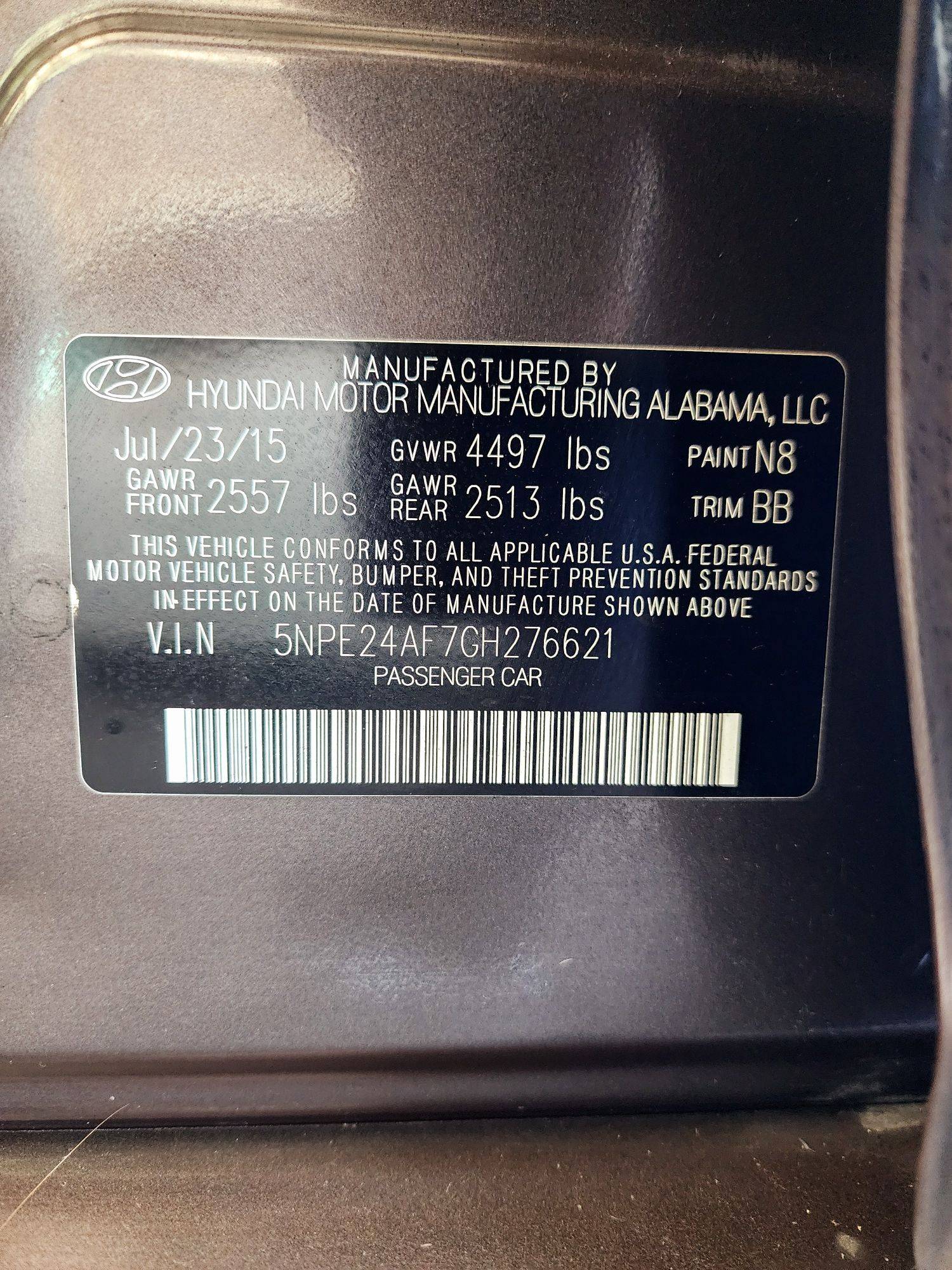 2016 HYUNDAI SONATA — 158591 Miles — Lot 80161724 — Souq - Marhaba Auctions Used Cars - Image 9