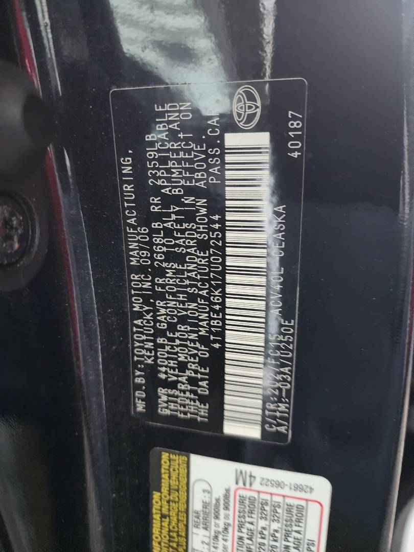 2007 TOYOTA CAMRY — 233942 Miles — Lot U072544 - Marhaba Auctions Used Cars - Image 4