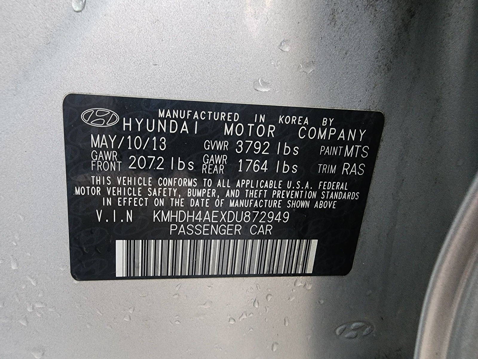 2013 HYUNDAI ELANTRA — 140756 Miles — Lot 39893914 — Souq - Marhaba Auctions Used Cars - Image 10