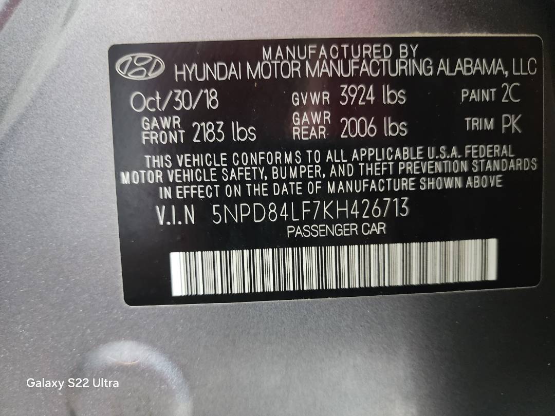 2019 HYUNDAI ELANTRA — 154876 Miles — Lot 39118449 — Main - Marhaba Auctions Used Cars - Image 10